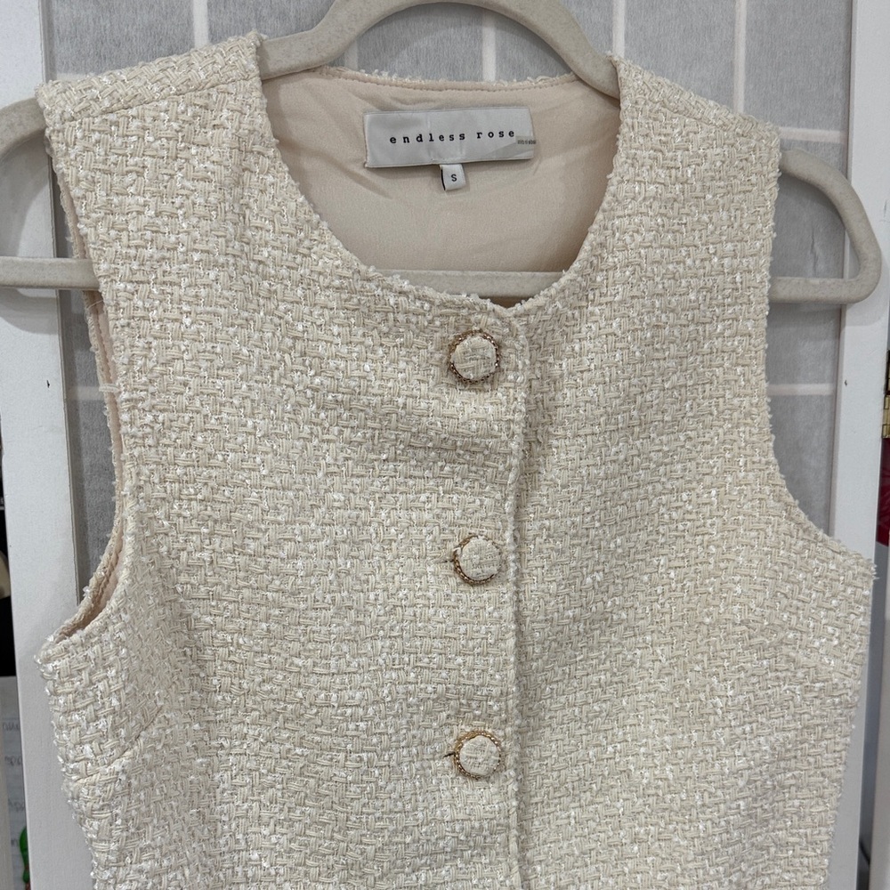 Endless Rose Sleeveless Tweed Mini Dress Size S - Picture 4 of 12
